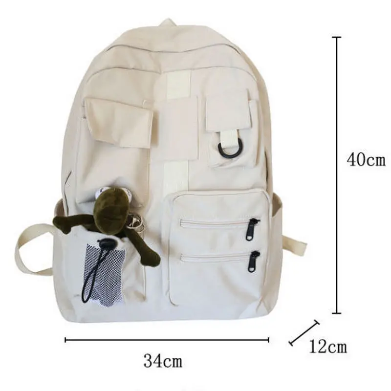 Women Backpack Teenage Girls School Bags Green Soft Multi-pocket Design Campus Student Book Bags for School Teen