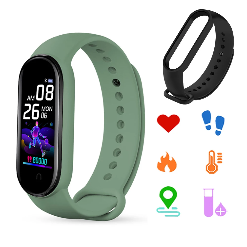 

M5 Smart Bluetooth Sport Men Watch Fitness Tracker Heart Rate Monitoring Life Waterproof Digital Clock Multifunction Wristband