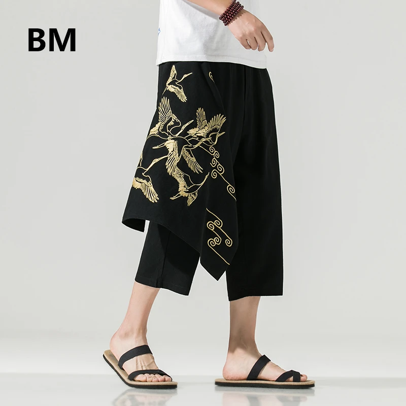 Костюм Танга в древнем стиле летние тонкие штаны свободные укороченные