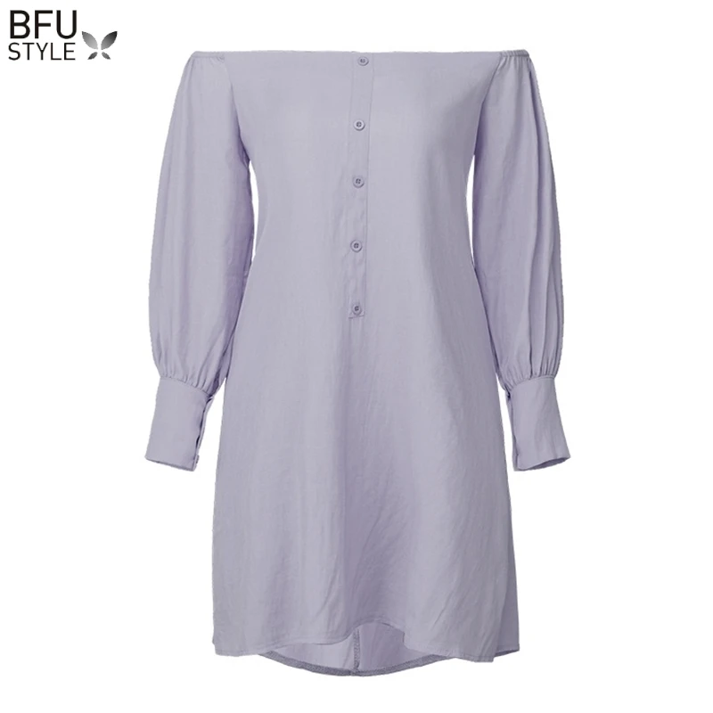 Длинное платье Mouwen с открытыми плечами женские пуговицы мини свободные часы в