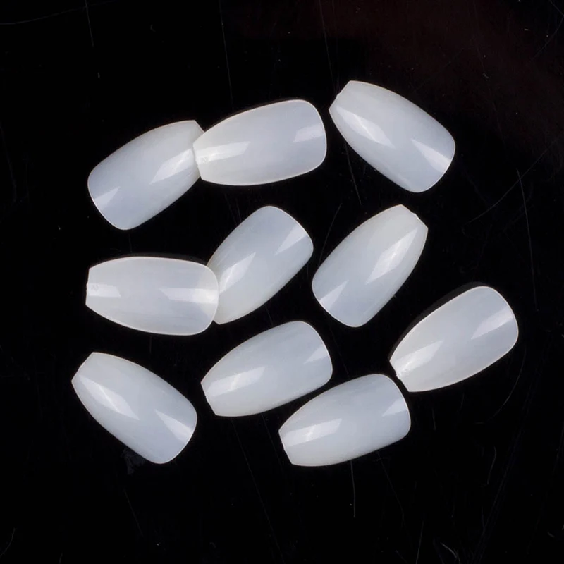 Natural 500Pcs/Bag Short Coffin Nails Full Cover Ballerina Fake Nails Art Square Ballet Shape False Nail Art Tips DIY Fingernails - Цвет: Natural