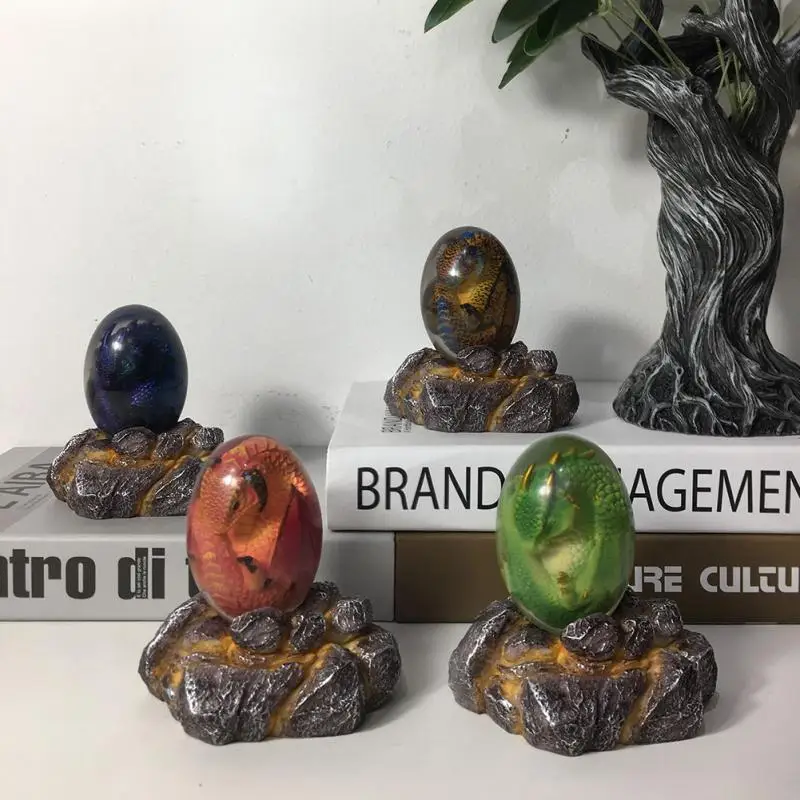 

Resin Dinosaur Egg Sculpture Lava Dragon Egg Decor Statue Crafts Gift Luminous Crystal Transparent Ornamental Collection