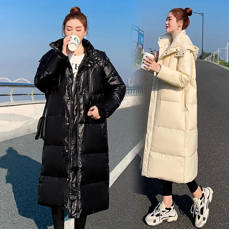 Long Winter Down Coats Women New 90% White Duck Down Parka Coat Female Casual Loose Hooded Overcoat Winter Jackets Korean Parkas