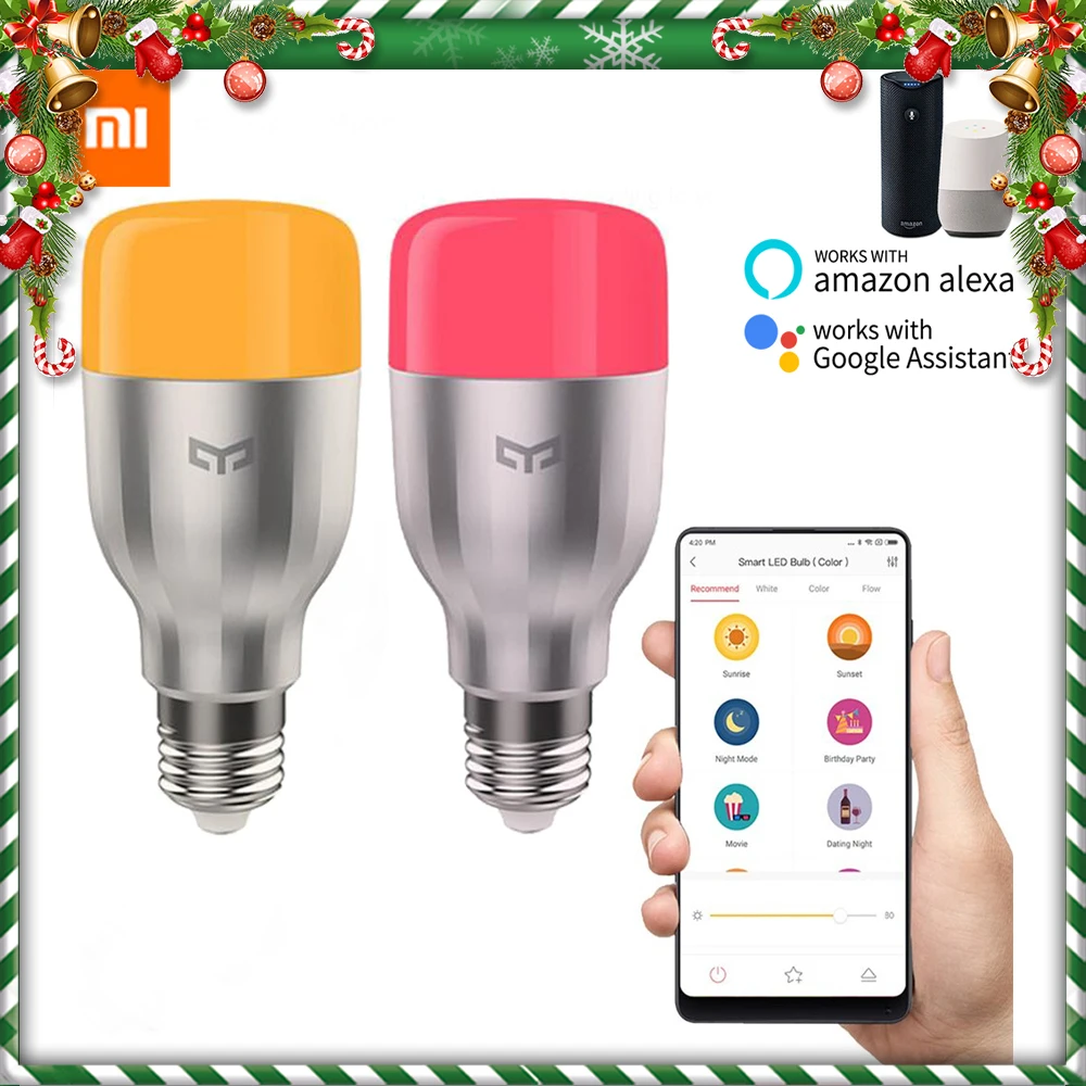 Xiaomi Yeelight смарт-лампочка WIFI RGB E27 9 Вт 220 В светодиодный лампочка магический диммер для Alexa Google Home Mijia Home APP пульт дистанционного управления