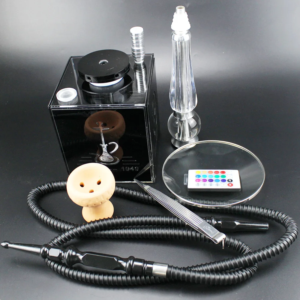 

Modern Acrylic Portable Narguile Hookah Shisha Nargile Smoking Water Pipe Complete Smoking Accessories Set With LED Light