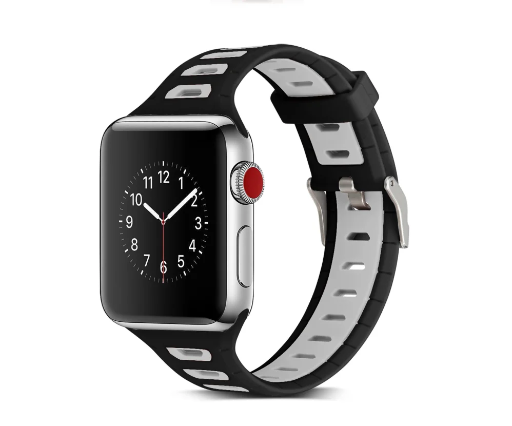 

Silicone Strap For Apple watch 7 45mm 41mm iwatch 6 5 4 SE 44mm 40mm Two-tone Silicone Breathable Strap For Series 3 42mm 38mm