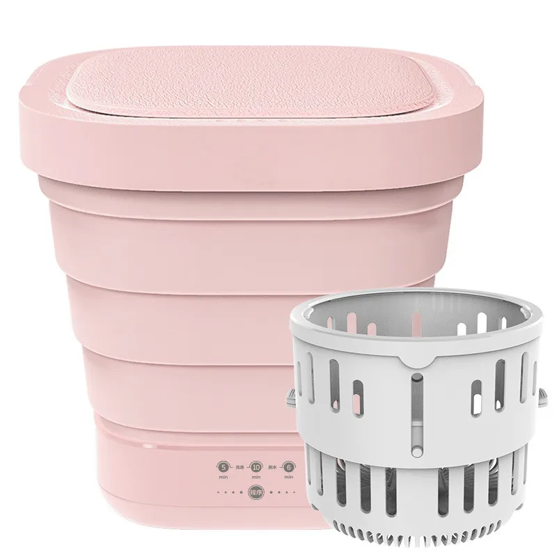 2 in 1 Portable Mini Folding Clothes Washing Machine Bucket Automatic Home Travel Self-driving Tour Underwear Foldable Washer |