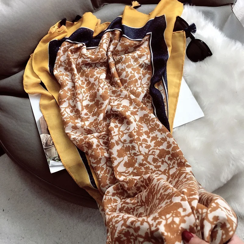 2021 модный шарф из вискозы с кисточками и цветочной цепочкой в Испании мягкие