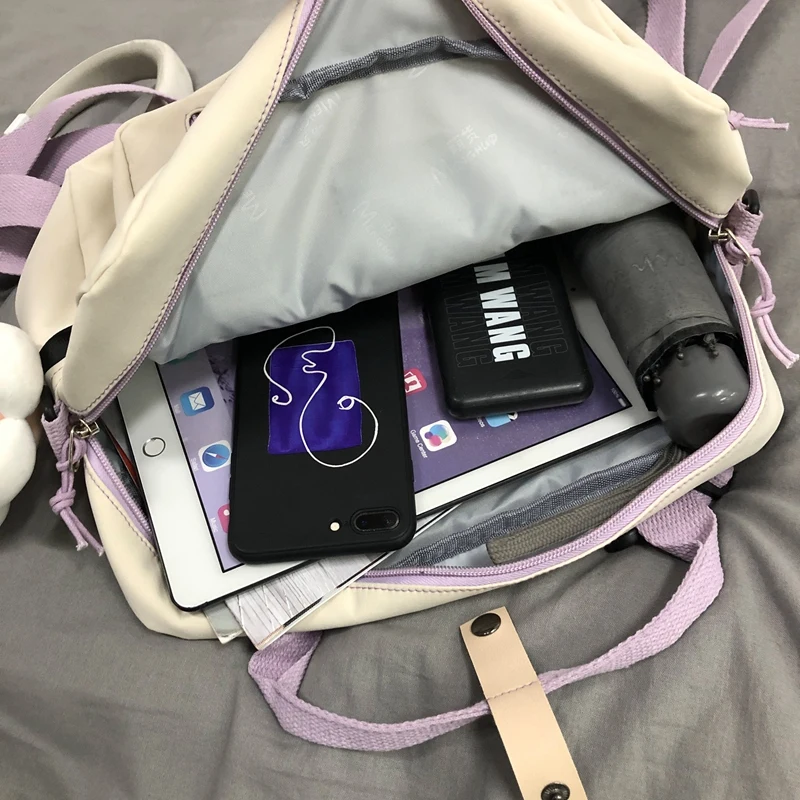 

Lovely Multifunctional Backpack Teenage Girl Ring buckle Portable Travel Bag Female Small Schoolbag Badge Women Backpacks