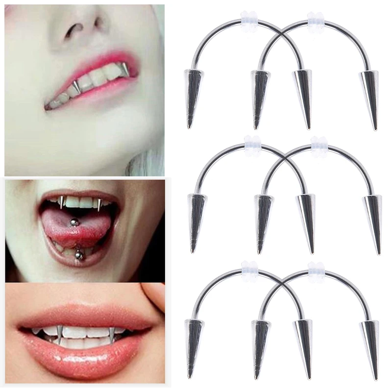 

Tooth Decoration New Medical Stainless Steel C Rod Smile Lip Tiger Tooth Nail Zombie Tooth Lace Nail Vampire Piercing Jewelry