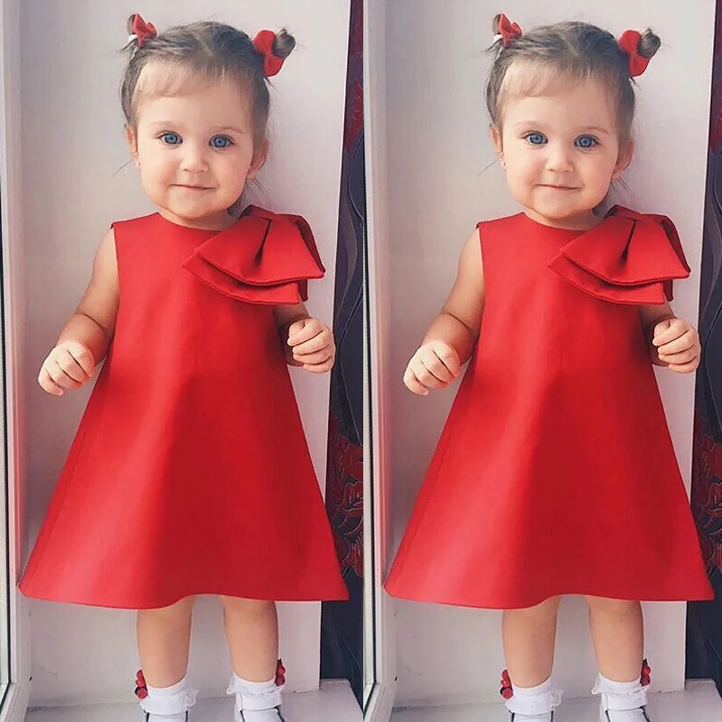 2020 Toddler Girls Dress Luxury Red Princess Baby Wedding Party Dresss Cute Sleeveless Dresses Vestido Christening | Детская одежда и