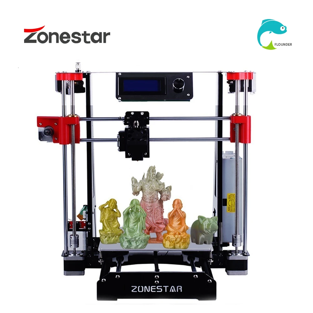 ZONESTAR Лидер продаж дешевый двойной экструдер черный металл A8 i3 Авто микс открытый источник обновления лазерная гравировка RepRap 3d принтер DIY комплект