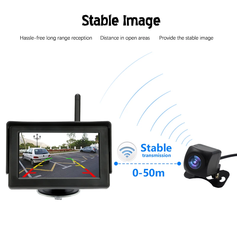 

4.3 inch Car Monitor Display Wholesale TFT LCD Wireless Display Parking System Car Rear View Monitor Wireless HD Reverse Camera