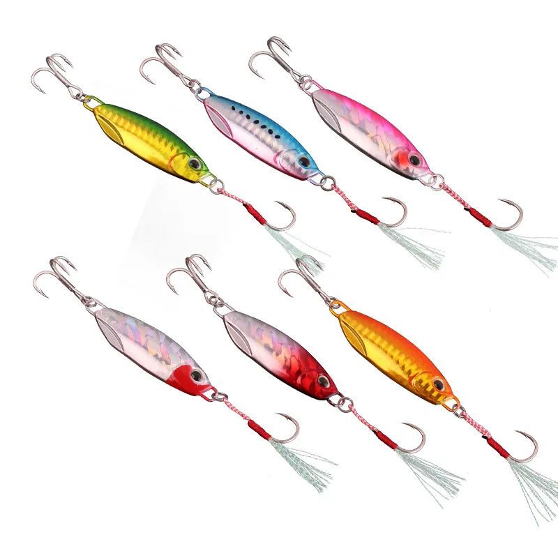 1pcs Metal Jig Lure With Treble Assist Hook 15G 20G 30G 40G 60G Artificial Bait Lead Sea Bass Fishing Shore Drag Cast Jigging | Спорт и