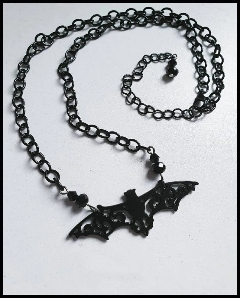 Панк Черная летучая мышь животное Металл ожерелье подвеска в готическом стиле