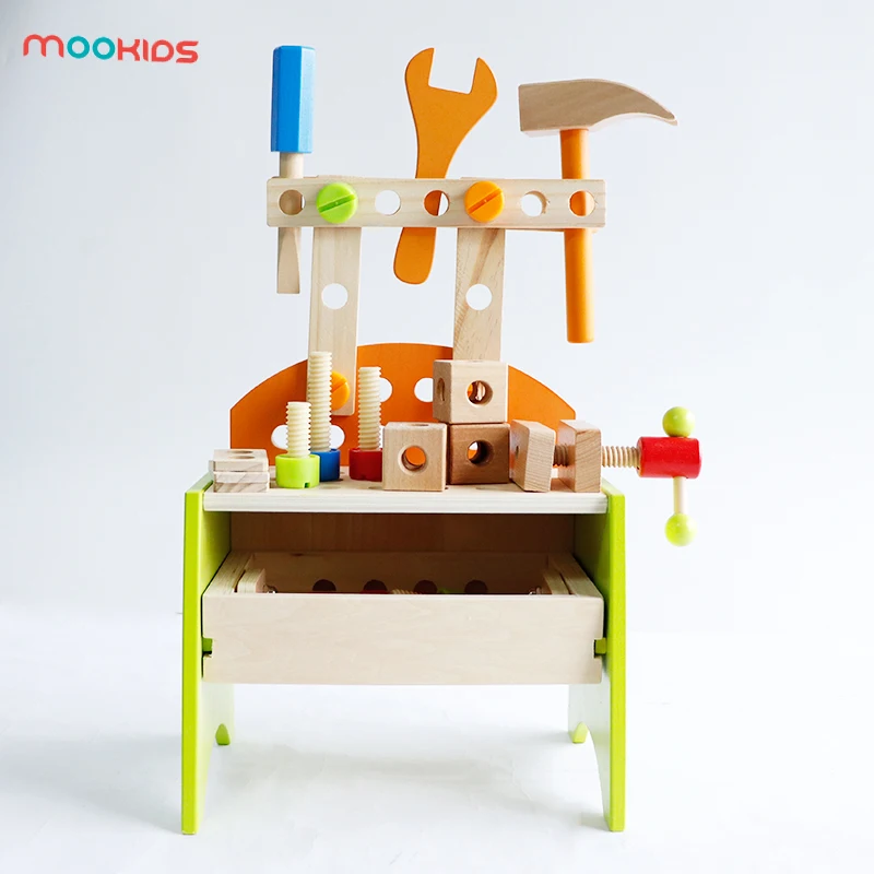 Mookids игровая мастерская деревянный ящик с инструментами настольная Рабочая скамейка мастерская Ролевые Игры развивающие игрушки для детей