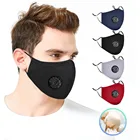 4 шт. многоразовая хлопковая маска для лица с дыхательным клапаном, маска из ткани унисекс против пыли, Черная защитная маска для рта, маски