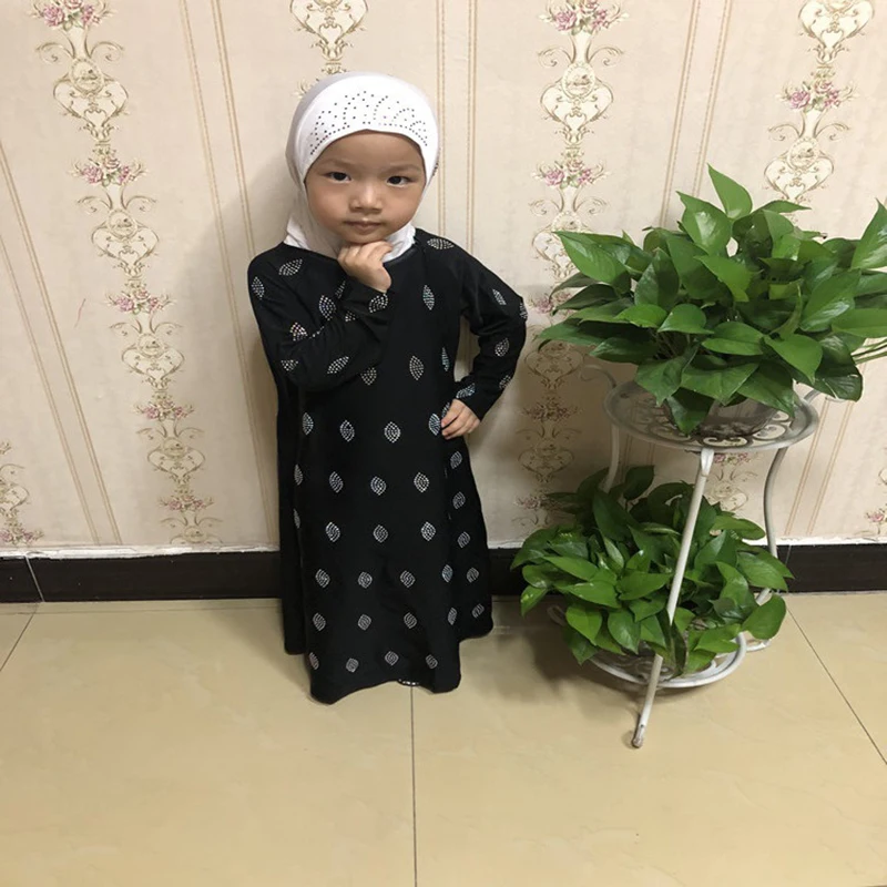 Черное детское платье для девочек Abaya Турция мусульманское детский кафтан халат
