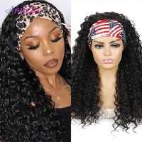 synthetic headband wigs afro kinky curly hair water wave curly wig heat resistant looks natural for black woman