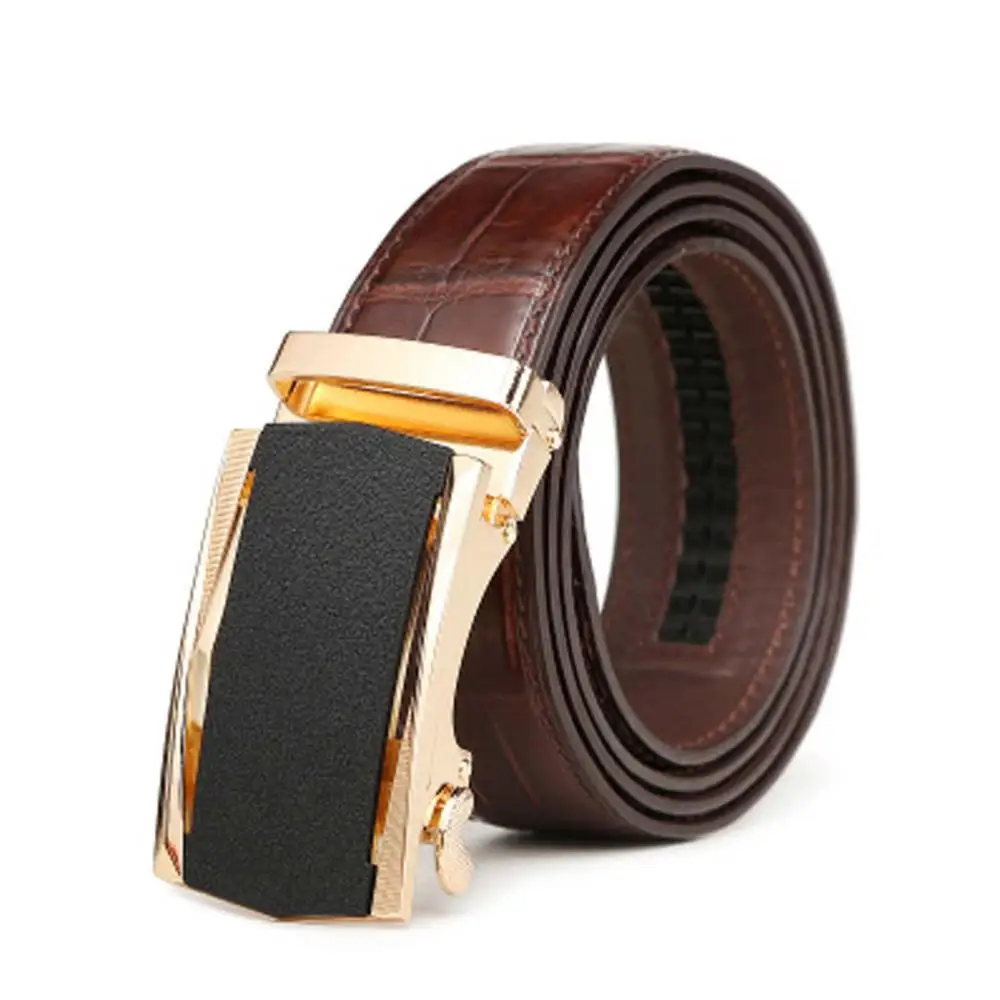 linshe crocodile men belt  male  Genuine leather  business  Automatic buckle  belt  fashion  Young and middle-aged  male belt