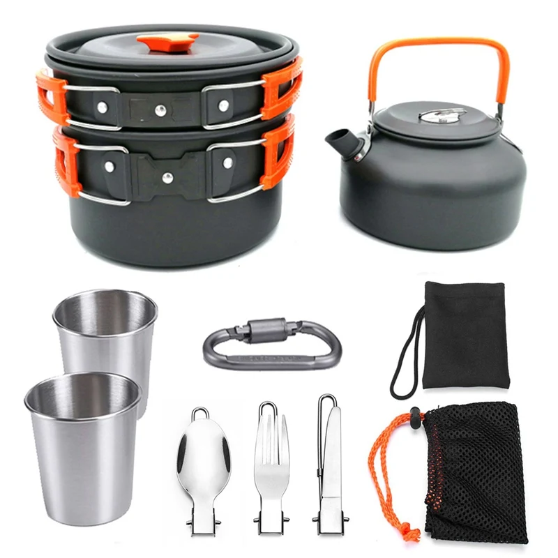 

Camping Cookware Set Tableware Equipment Camping Equipment Cooking Set Teapot Frying Pan Boiling Pot Outdoor Accessories
