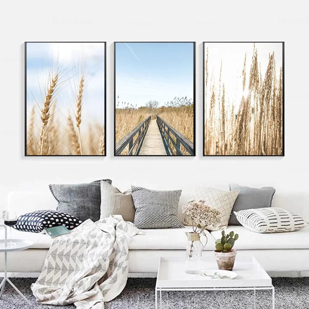 

Картина на холсте пшеничное поле Пейзаж Настенный постер скандинавские плакаты и принты настенные картины декор для гостиной без рамки