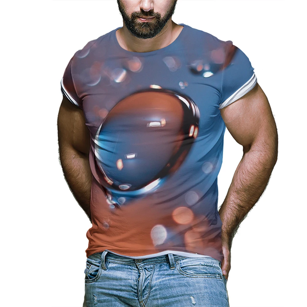 

3D printed water drop pattern style T shirts Quick dry Short Sleeve T Shirts Water droplets Men Clothing Tees Cool and handsome