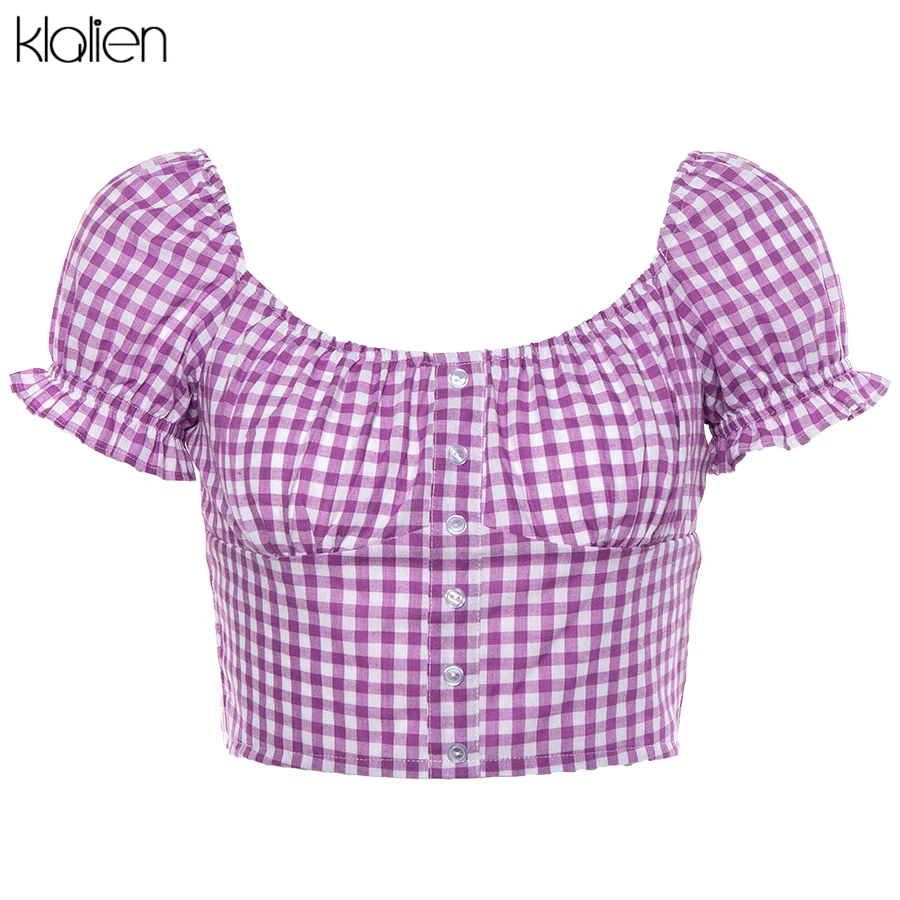 Женские повседневные хлопковые рубашки kalien элегантные офисные топы в клетку с