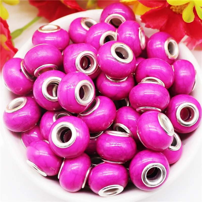 

10Pcs New DIY Acrylic Resin Muranos Charm Large Hole Rondelle Chain Slide Spacer Beads for Bracelet Necklace Jewelry Making Bulk