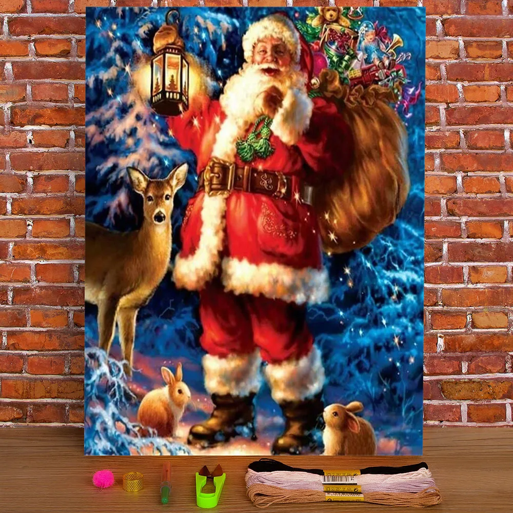 

Christmas Santa Claus Printed Canvas 11CT Cross-Stitch Embroidery Full Kit DMC Threads Craft Handicraft Handmade Adults