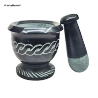 11ua soapstone mortar and pestle set engraved pattern herb jar container for home bedroom yoga room decoration