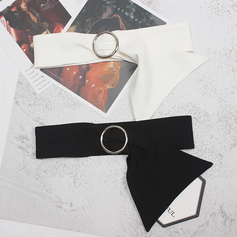 WKOUD EAM 2020 Новый Широкий Пояс из хлопка с металлической круглой пряжкой для женщин