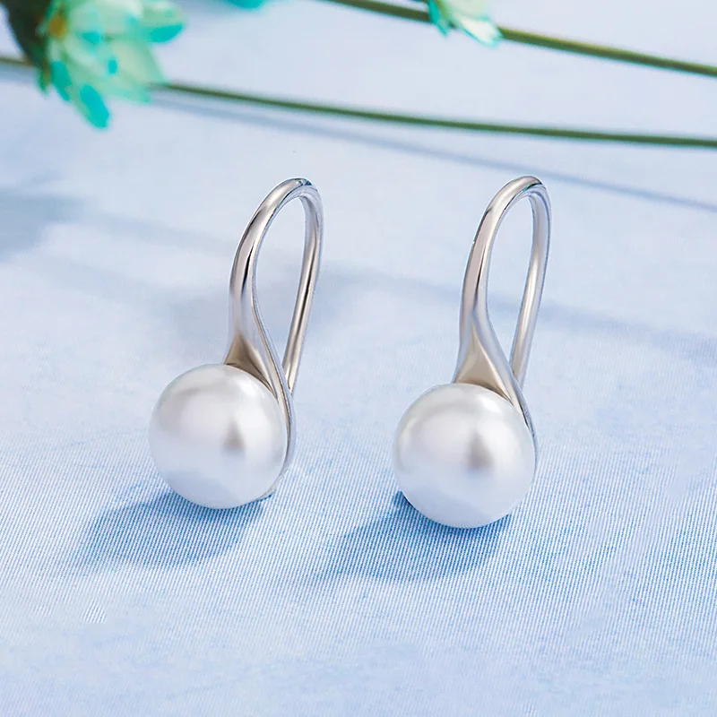 

S925 Silver color Ggarnet Earring Pearl Jewelry Orecchini Fine Silver 925 Jewelry Bizuteria Kolczyki Gemstone Drop Earring Women