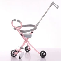 childrens baby stroller artifact with brake five wheel guardrail lightweight trolley foldable anti rollover stroller kids bike