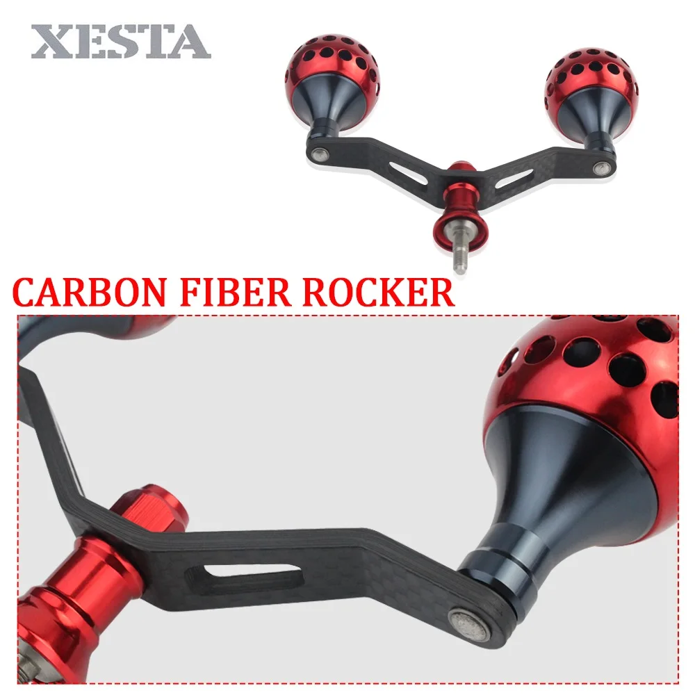 

XESTA Fishing Reels handle fit for daiwa reels Double Alloy Knob Carbon Fiber rod Stainless Steel Shaft Reel Fishing Accessories