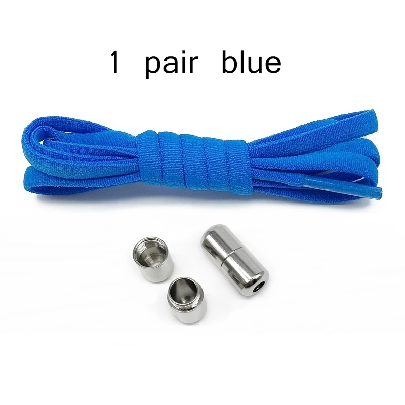 blue 1 пара шнурков без галстука круглые эластичные шнурки металлический замок быстро ленивые шнурки Z075 - Цвет: blue