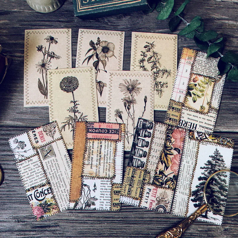 

Vintage Plant Cloth Pattern Stickers DIY Scrapbooking Diary Ablum Photo Decorative Sticker Junk Journal Gift Label Stick