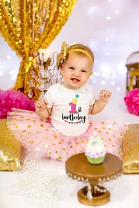 Розовый наряд-пачка с надписью My First Birthday для новорожденных девочек, с короткими рукавами платья для девочек Нарядный костюм подарок для малышей