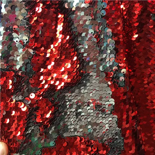 Red sliver 130 см x 50 см Реверсивный Русалка рыбья чешуя блесток ткань зеленый/розовое золото блесток ткань с пайетками для платьев/бикини/наволочки - Цвет: Red sliver