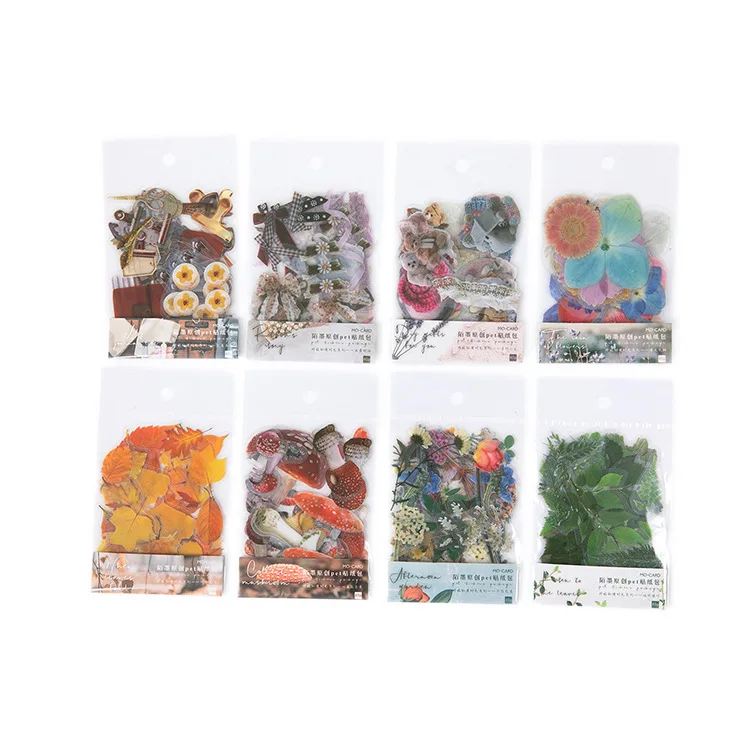 

40pcs/bag New Plant Flower Mushroom Ginkgo Pet Deco Diary Stickers Scrapbooking Planner Decorative Stationery Stickers