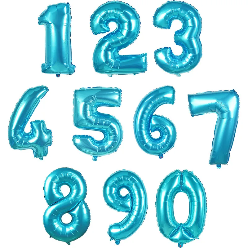 

1 set Mermaid Theme Party Blue Foil Balloons 32 inch Number Balloon for Kids Birthday Party Decorations Baby Shower Supplies