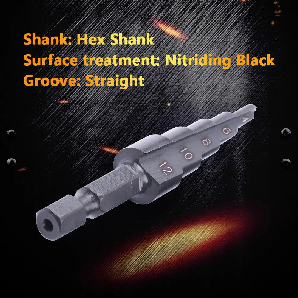 1 Pcs 6mm Shank HSS Nitride Black Stepped Drills 4-12/20/32mm Straight Groove Cone Drill Bit For Metal Wood Plastics Drilling |