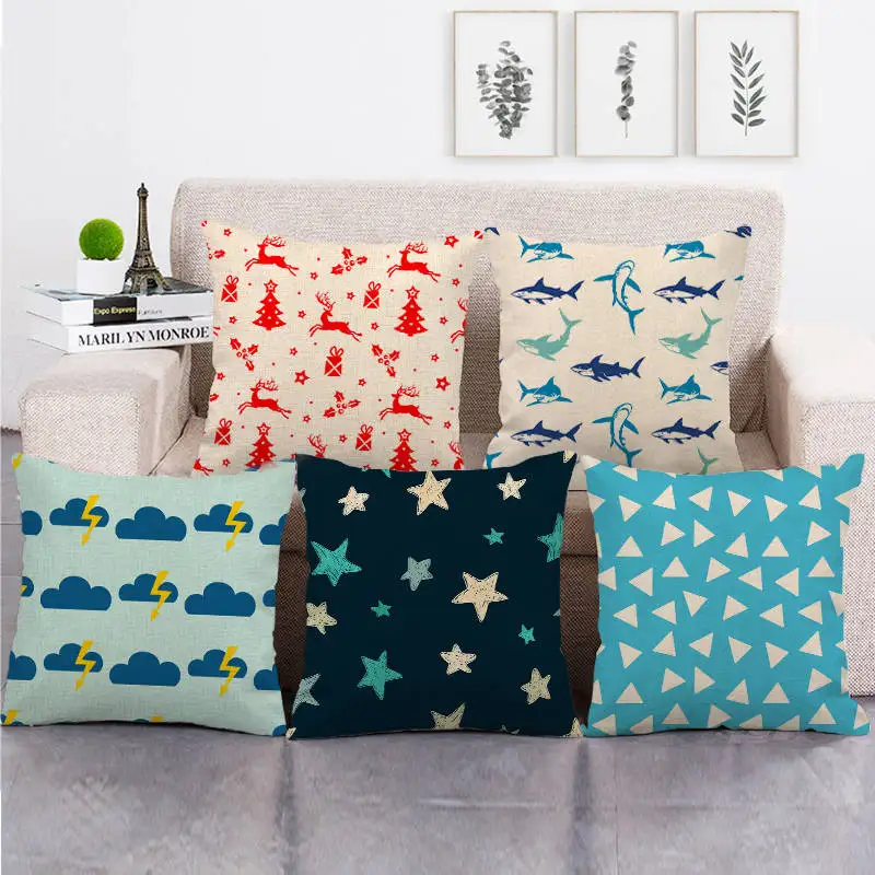 Простые льняные/Хлопковые наволочки с двойным рисунком 45 см * для диванной