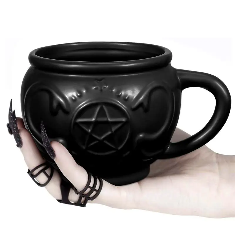 Hemoton-taza de café de caldero para Halloween, regalo único para Brujas, taza de té de cerámica para Banquete de Halloween, taza de café negra para bruja