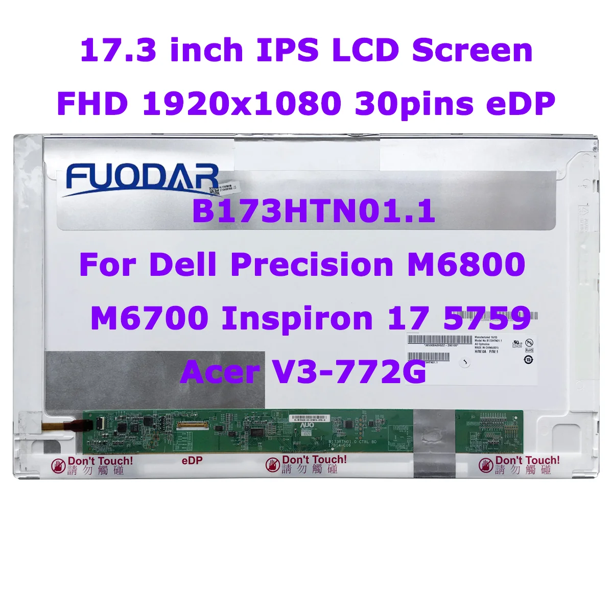 

ЖК-экран для ноутбука 17,3 дюйма, B173HTN01.1, фото, подходит для Dell Precision M6800 M6700 Inspiron 17 5759 Acer