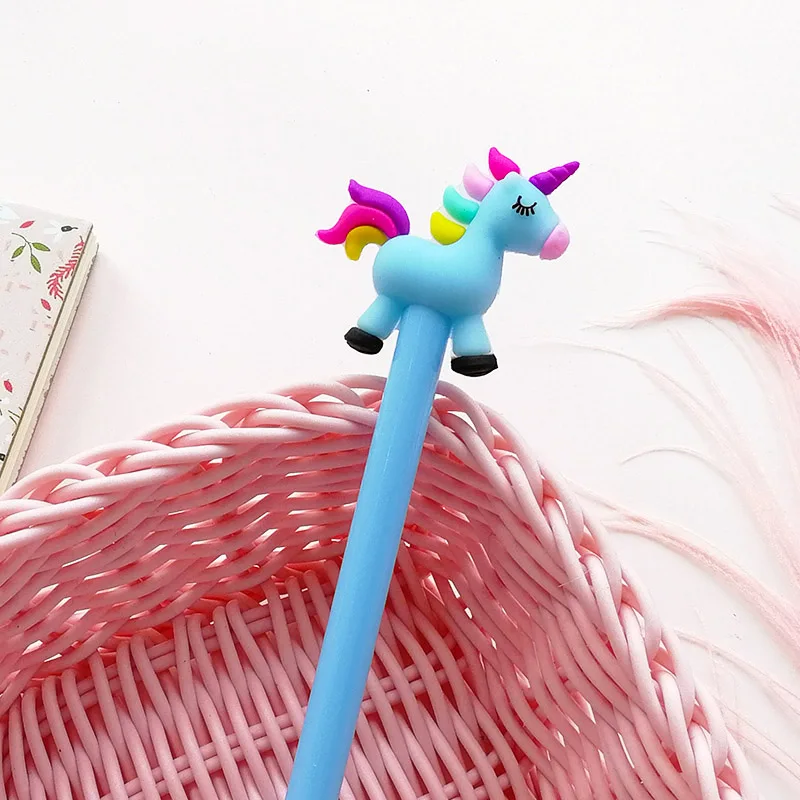 Радуга Единорог детская мультипликационная гелевая ручка милые Kawaii красивые черные чернила ручка для девочки детский подарок канцелярские принадлежности для офиса и школы - Цвет: unicorn 3