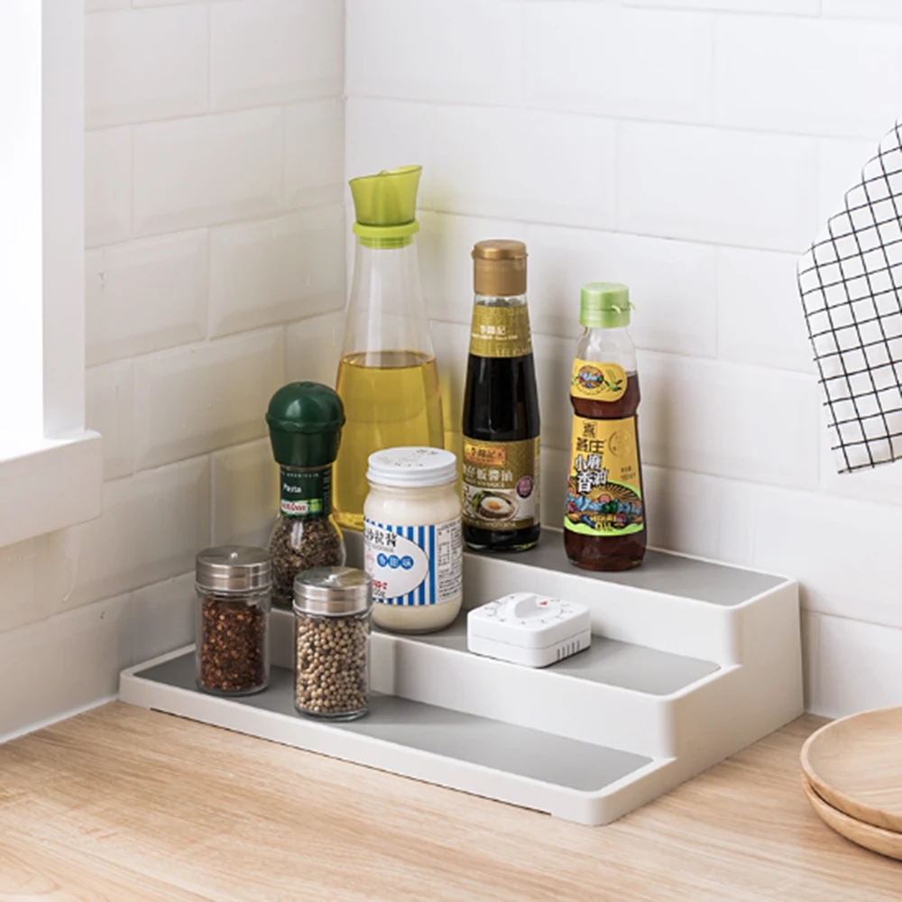

1Pcs Plastic 3 Layers Cabinet Organizer Storage Pantry Shelf Spice Jar Rack Shelf Organizer Bathroom Accessories Home Shelves