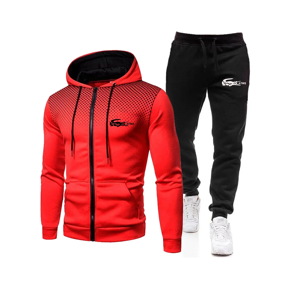 

Winter Men's Tracksuit 2 Pieces Set Hoodies+Pants Sport Suits for Men Sweatshirt Zipper Hoodies Men's Clothing Sets Sportswear