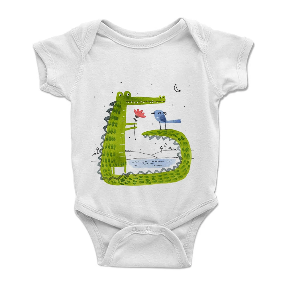 

Unisex Aesthetic Cartoon Clothes Cute Crocodile Printed Newborn Trendy Bodysuit Summer Casual Ropa Bebe High Quality Romper
