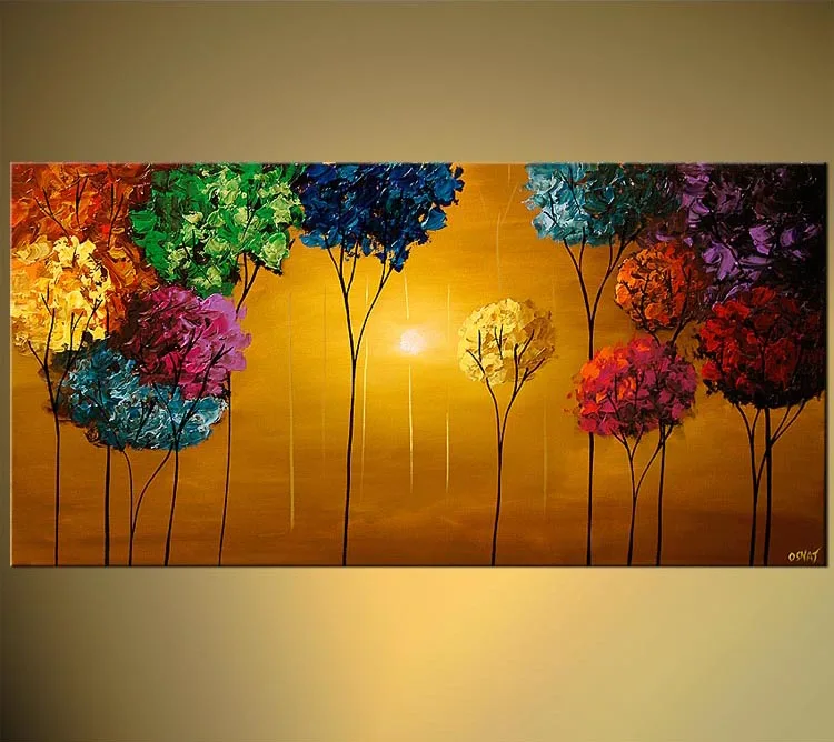 Handmade Art Abstract Canvas Painting for Living Room Bedroom Modern Abstract Tree Painting Wall Picture Decoration